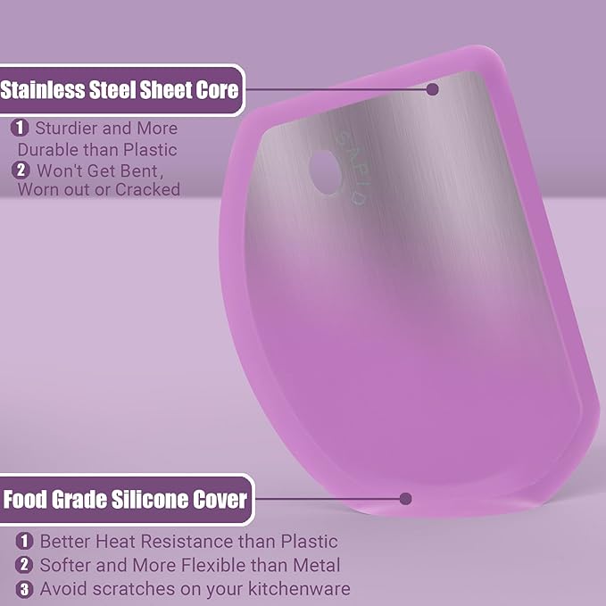 Silicone Dough Scraper with Stainless Steel Sheet, Curved Edge Flexible Bowl - Image 2