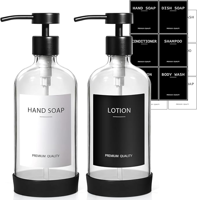 RYTOXILO Clear Soap Dispenser 2 Pack, Glass Soap Dispenser by RYTOXILOBrightenUpYourHome