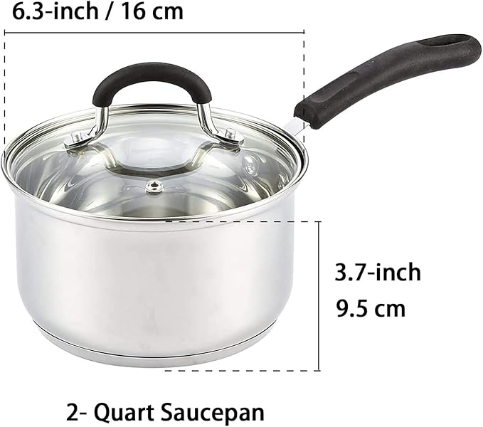 Cook N Home 2 Quart Stainless Steel Saucepan Set - Image 2
