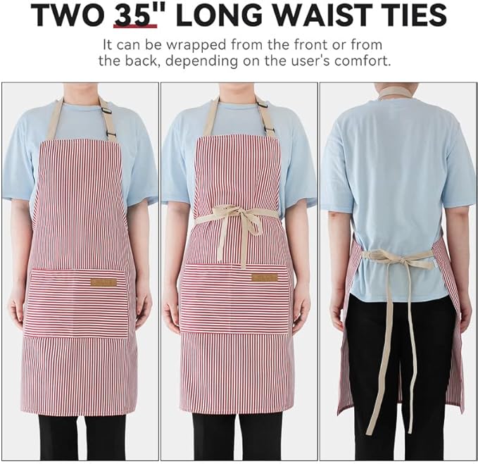 NLUS 2 Pack Kitchen Cooking Aprons, Adjustable Bib Soft Chef Apron - Image 5