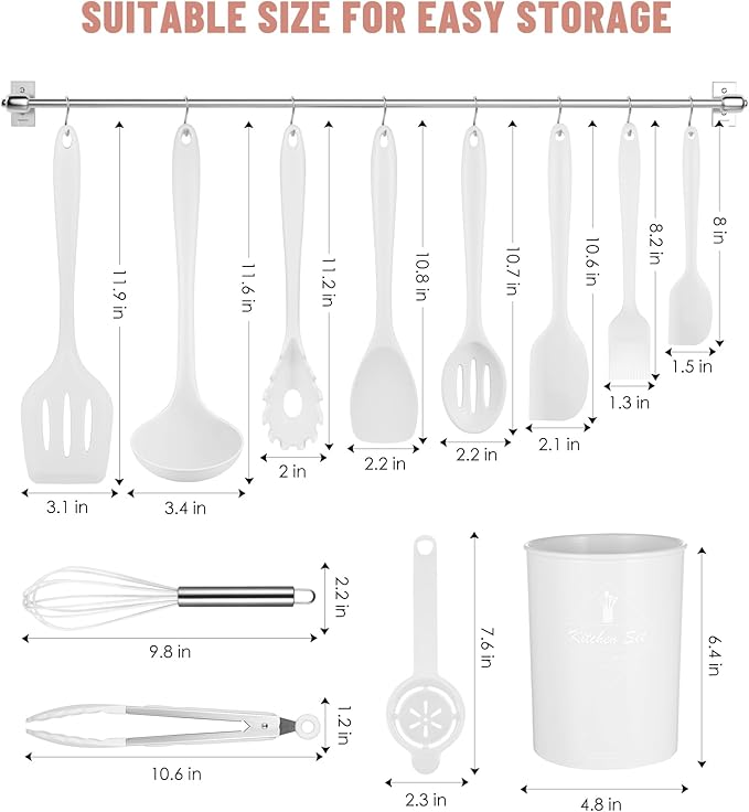 Kitchen Utensils Set-12 Pieces Silicone Cooking Utensils Set 392°F Heat - Image 2