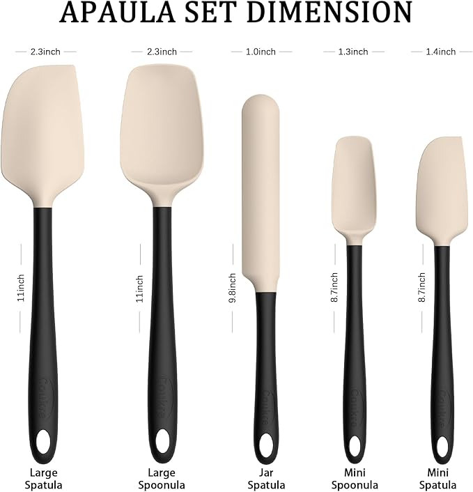 Coukre Silicone Spatula Set of 5, High Temperature Resistant, Food Grade - Image 3
