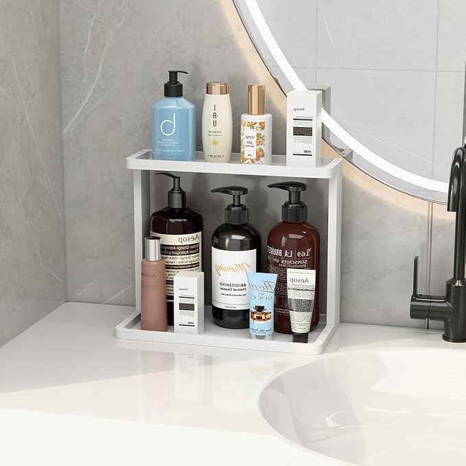 PEKER Bamboo Bathroom Organizer Countertop – Small Vanity Storage Shelf - Image 4