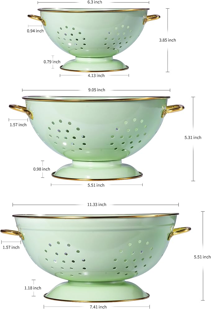 Metal Colander Set of 3, Strainer Basket - Image 2