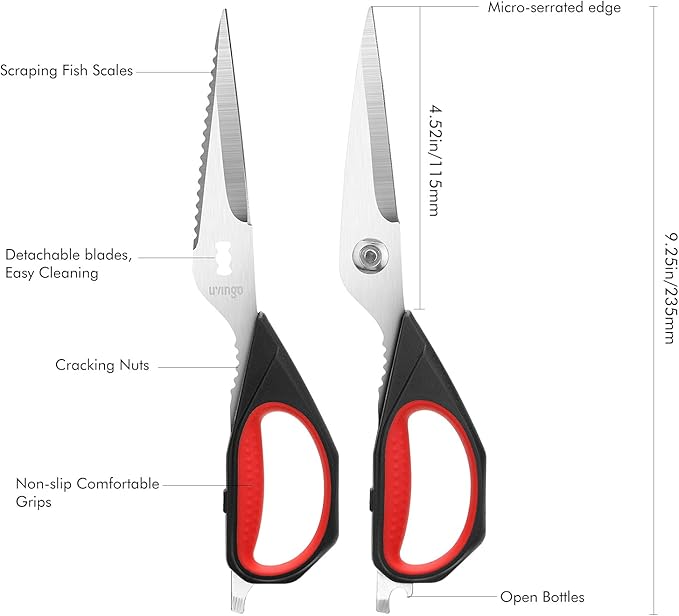 LIVINGO Kitchen Scissors, 2 Pack 9.25" Utility All Purpose Poultry Shears Heavy - Image 2