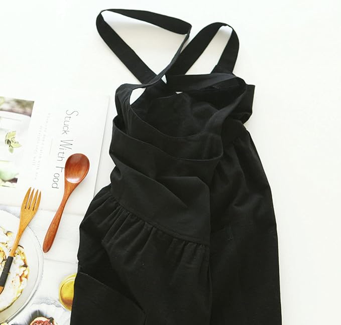 Uaussi Cotton Linen Apron Cross Back Work Apron - Image 2