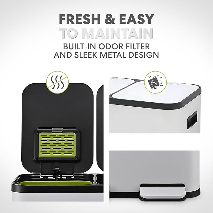 Simpli-Magic 60 Liter / 16 Gallon Rectangular Hands-Free Dual Compartment - Image 5