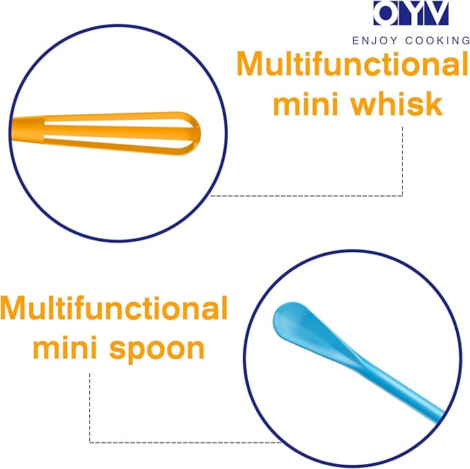 OYV Colorful Mini Whisk, Mini Spoon, Tiny Whisk 7 Pieces, Mini Small Wisk - Image 3