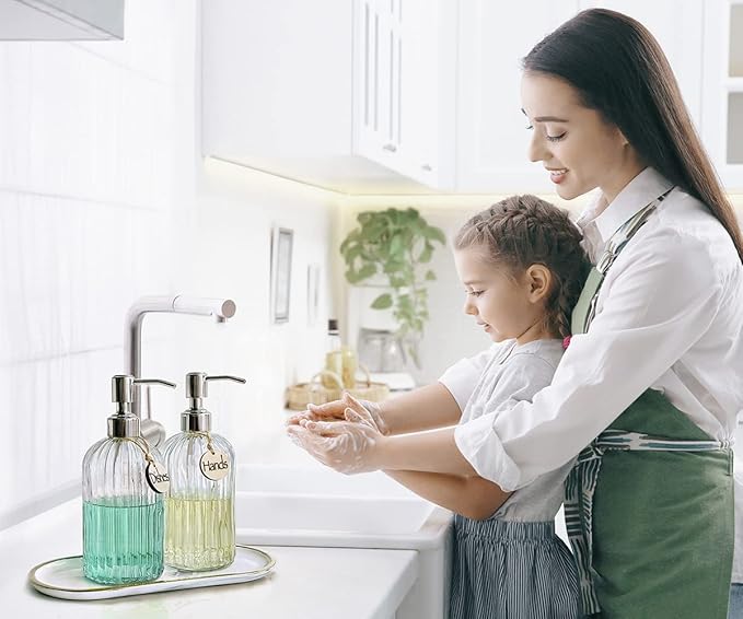 JASAI 2PACK 18 Oz Glass Soap Dispenser - Image 3