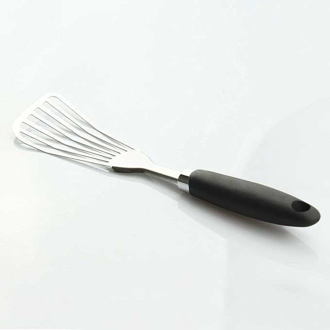 304 Stainless Steel Fish Spatula, Non-Slip Ergonomic Handle Slotted Spatula - Image 2