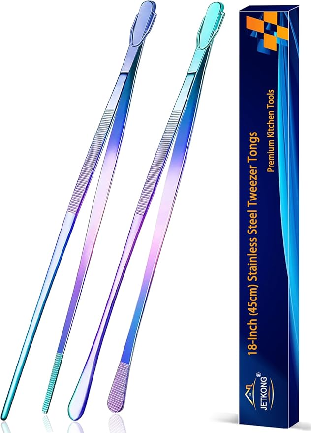JETKONG 2 Pcs 18 Inch Stainless Steel Grill Tongs Heavy Duty Giant Tweezer Tongs by JETKONG
