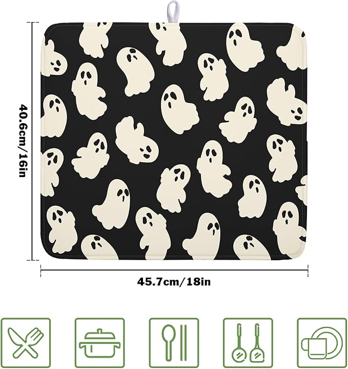 Halloween Ghost Dish Drying Mat 16X18 Inch Spooky Halloween Drying Mat - Image 2