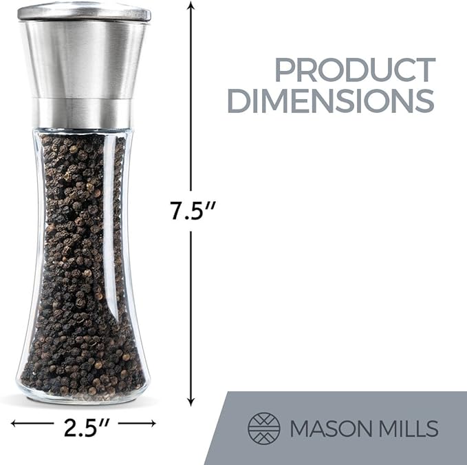 Prefilled Stainless Steel Salt and Pepper Grinder Two Piece Set - Image 3