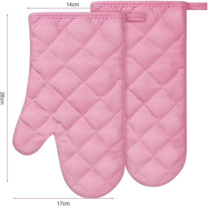 AUAUY Pink Oven Mitts, 1 Pair Kitchen Mittens, 392°F Heat Resistant Oven Gloves - Image 8