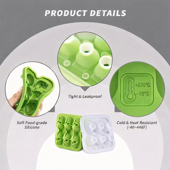 Skull Ice Cube Mold, 6-Cavity Silicone Ice Tray - Image 2