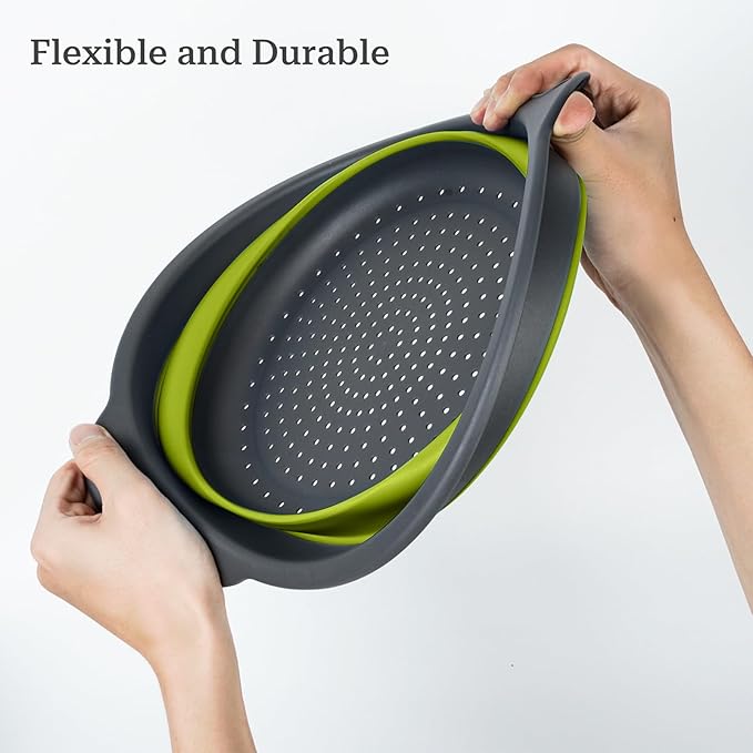 Collapsible Colander 3-Pack Set Space-Saving Foldable Kitchen Strainer - Image 5