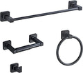 Matte Black Bathroom Hardware Set 4 Pieces, Towel Bar Set Stainless Steel Wall by bluebyrne
