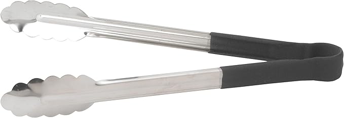 Winco Utility Tong with Black Non-Slip Grip, Stainless Steel by Winco