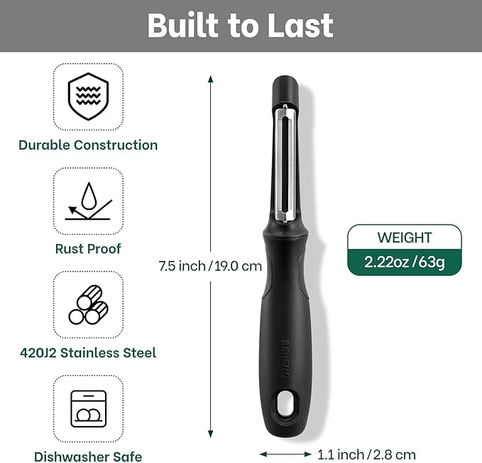 Beneno Swivel Vegetable Peeler, Razor-Sharp Smooth Peeling Potato Peelers - Image 2