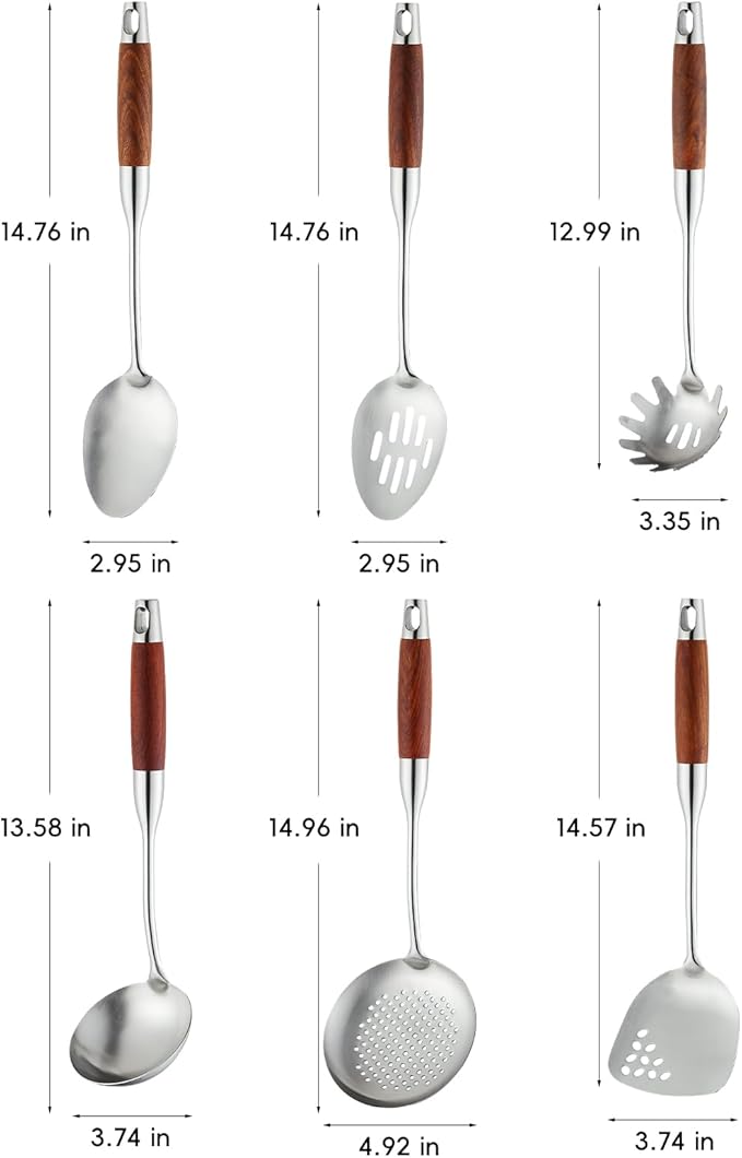 Izurok 18/10 Stainless Steel Kitchen Utensils Set, 6 Piece Cooking Utensils - Image 2