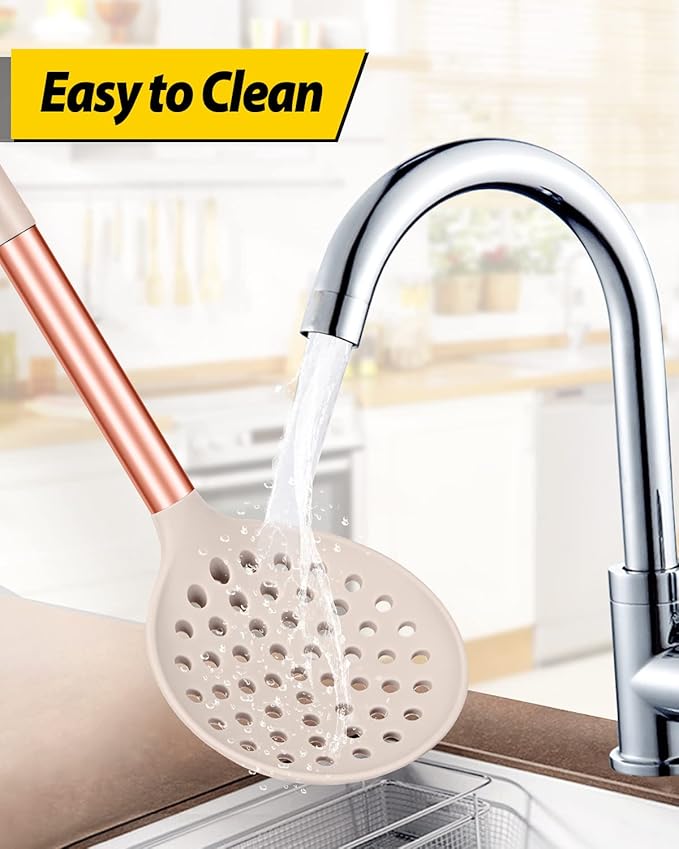 Kitchen Ladle Strainer Set of 2 Large Slotted Spoon - Image 5