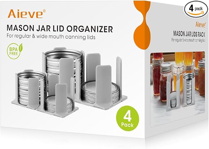 AIEVE Mason Jar Lid Organizer, 4 Pack Canning Lid Storage Rack by Aieve