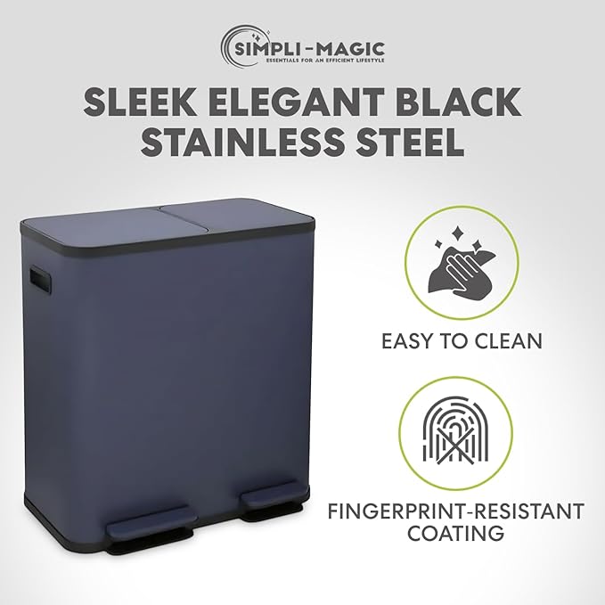 Simpli-Magic 70 Liter / 18.5 Gallon Rectangular Hands-Free Dual Compartment - Image 8