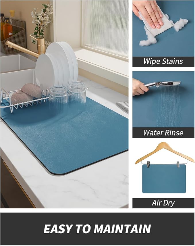 AMOAMI-Coffee Mat Hide Stain Rubber Backed Absorbent Dish Drying Mat - Image 4