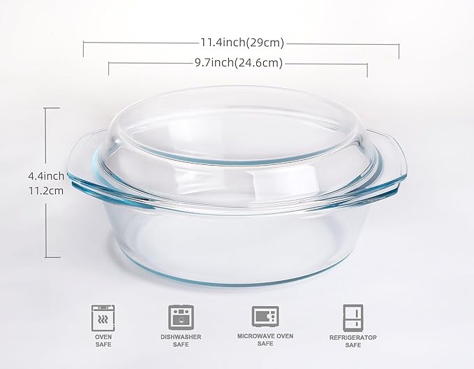 Round Tempered Glass Casserole Dish - Image 2