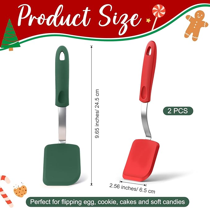 Silicone Cookie Spatula Turner 2 Pack Mini Brownie Spatula Flexible Kitchen - Image 3