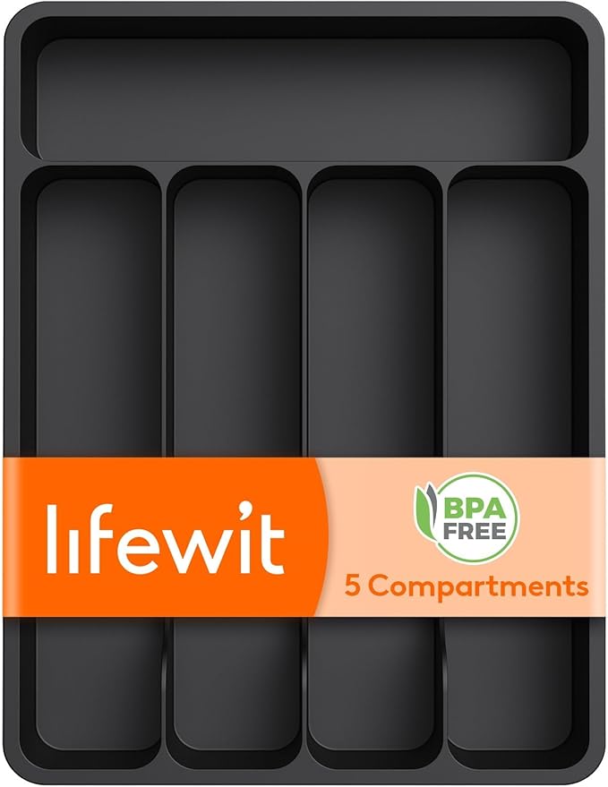 Lifewit Silverware Drawer Organizer Tray, Plastic Cutlery Storage by Lifewit