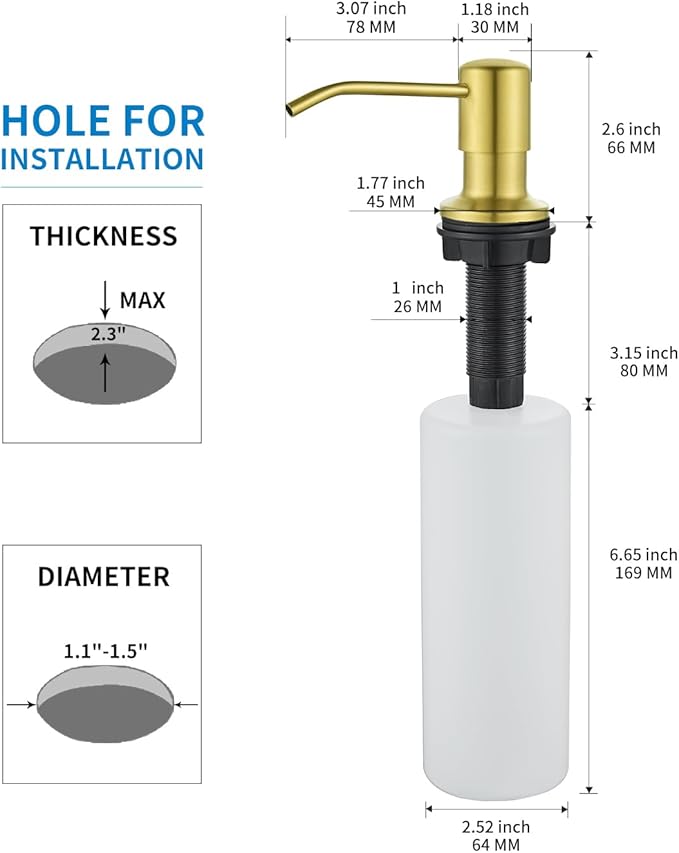 Built in Soap Dispenser for Kitchen Sink, Dish Soap Hand Lotion Dispenser - Image 5