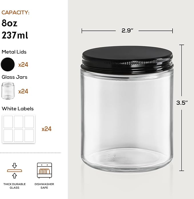 24 Pack, 8 OZ Thick Glass Jars - Image 2