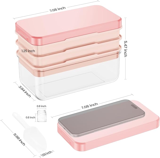 PHINOX Ice Cube Tray with Lid and Bin, 3 Pack Plastic Ice Cube Tray Molds - Image 3