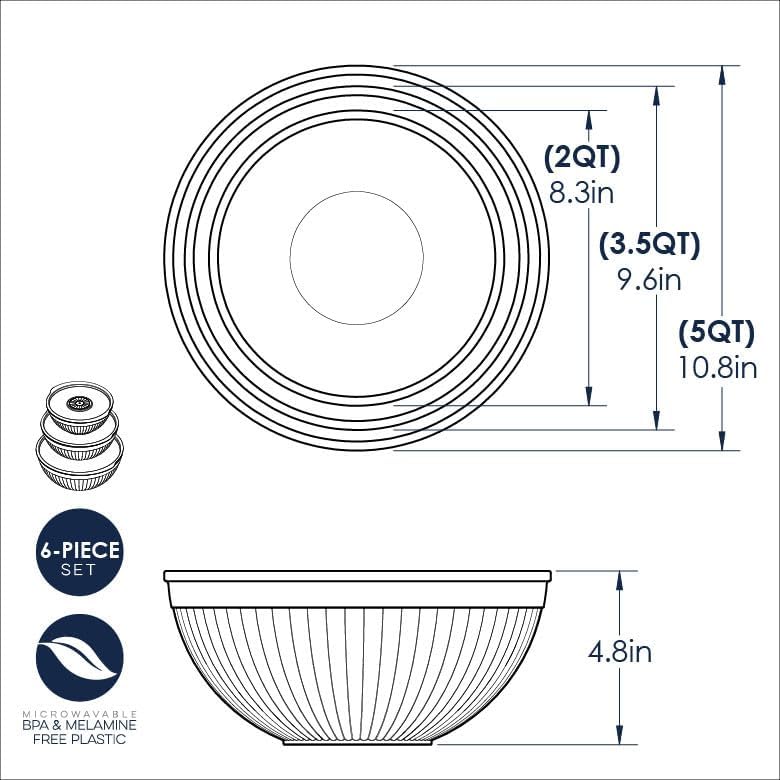 Nordic Ware Prep and Serve Mixing Bowls Set, 6-Piece, Earth-Tones