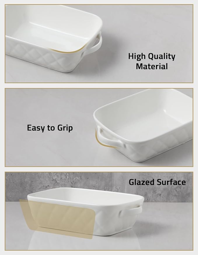 Sweejar Casserole Dishes for Oven, Baking Dish Set of 3, Ceramic Bakeware Set - Image 5