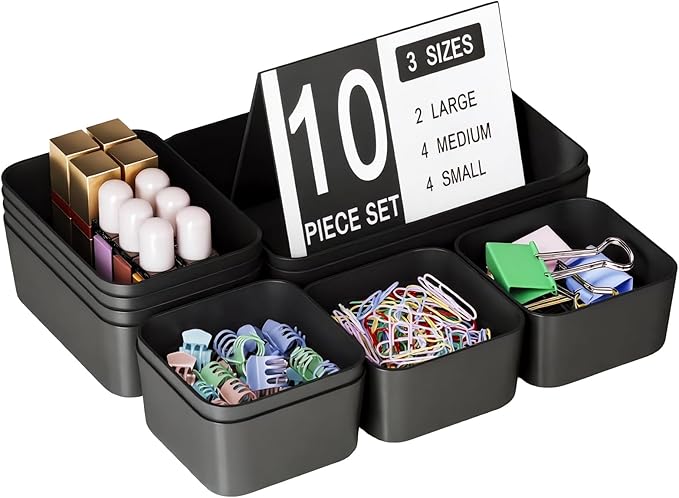 Plastic Drawer Organizers, Bathroom and Vanity Organizer Plastic Tray, Makeup by Homhut