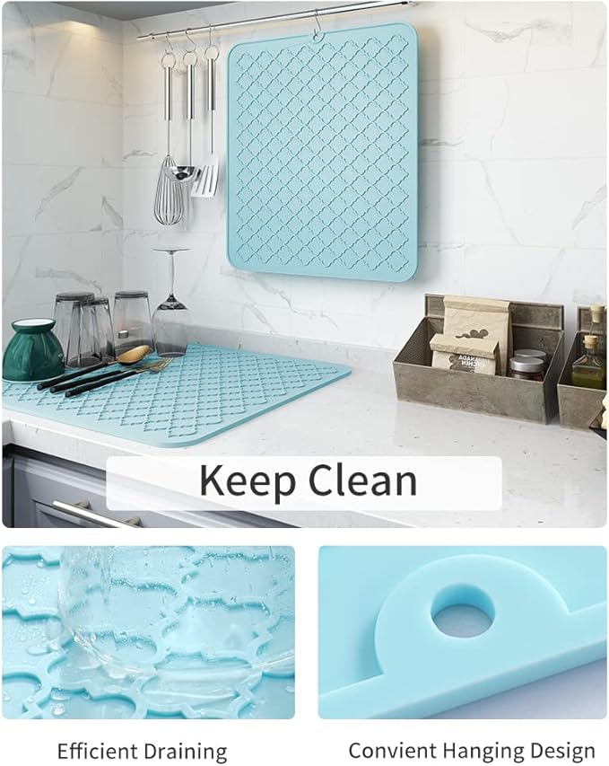 AMOAMI-Dish Drying Mats for Kitchen Counter-Silicone Dish Drying Mat-Kitchen - Image 2