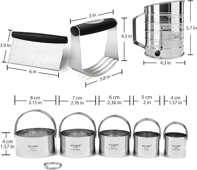 HULISEN Pastry Cutter, Dough Blender, 3 Cup Flour Sifter and Biscuit Cutter - Image 9