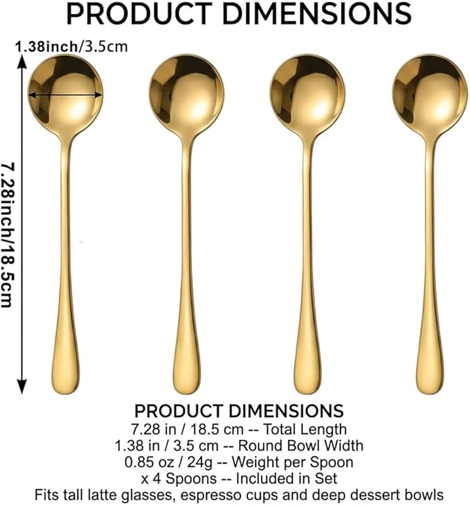 Espresso Spoons Long Handle, Round Tip Demitasse Spoon - Image 3
