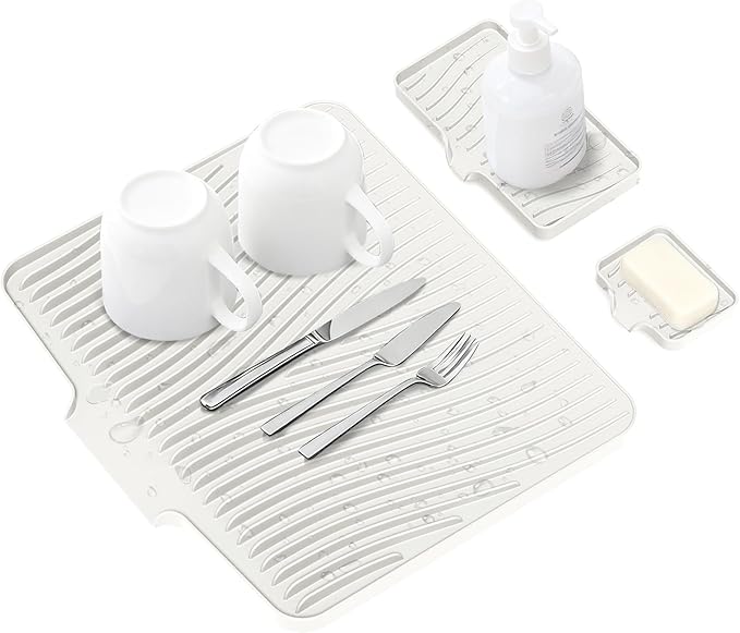 Silicone Dish Drying Mat for Kitchen Counter, Dish Drying Pad, Non-Slip Drain by COPLIB