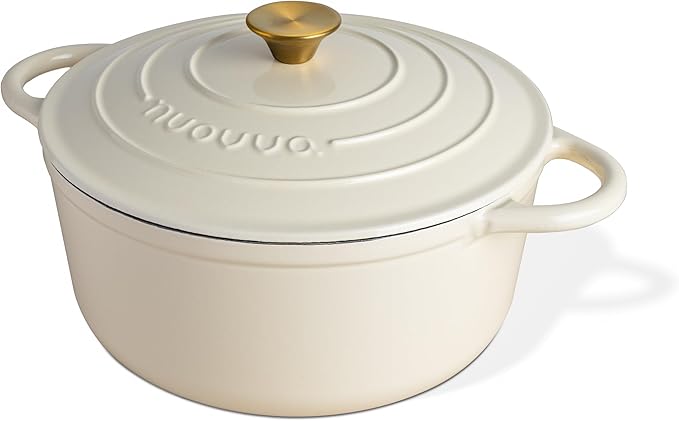Cast Iron Pot with Lid – Non-Stick Ovenproof Enamelled Casserole Pot, Oven Safe by Nuovva