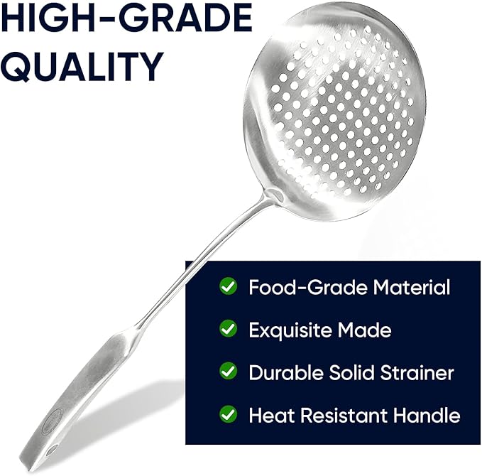 Newness Slotted Spoon, 304 Stainless Steel Widen Skimmer - Image 6