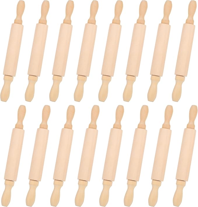 16 Pcs 8 Inch Mini Wooden Rolling Pins Small Wood Rolling Pin Wooden Roller by Unknown