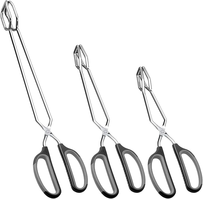 HINMAY Stainless Steel Scissor Tongs Cooking Tongs Set by HINMAY