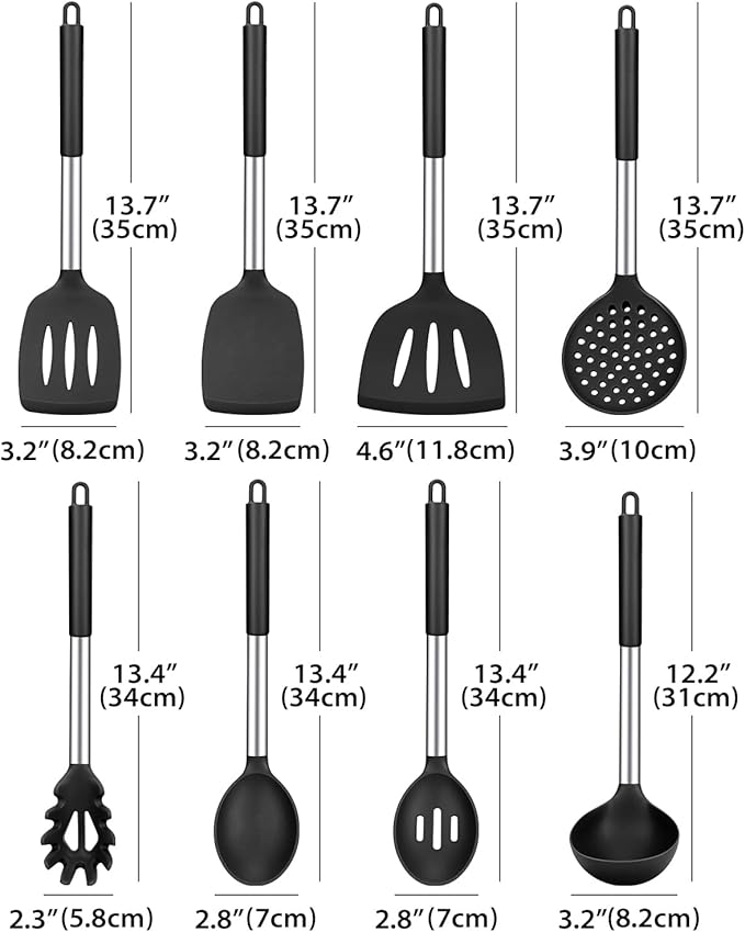 Silicone Cooking Utensil Set, BPA Free Heat Resistant Kitchen Tools - Image 2