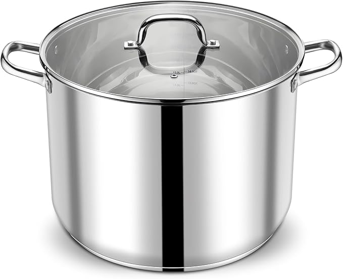 P&P CHEF 24 QT Stock Pot with Lid, Stainless Steel Large Cooking Pot, Soup by PPCHEF