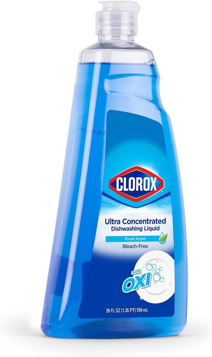 Clorox Ultra Concentrated Liquid Dish Soap with OXI, Fresh Scent - Bleach-Free Dermatologist Tested Dishwashing Detergent That Powers Through Grease and Lifts Stains, 26 Fl Oz - 6 Pack | Bleach-free formula, dermatologist tested, cuts grease on contact...