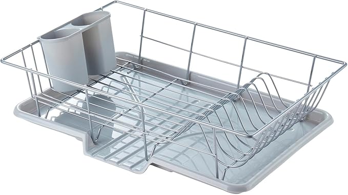 Space-Saving 3-Piece Dish Drainer Rack Set by SweetHomeCollection
