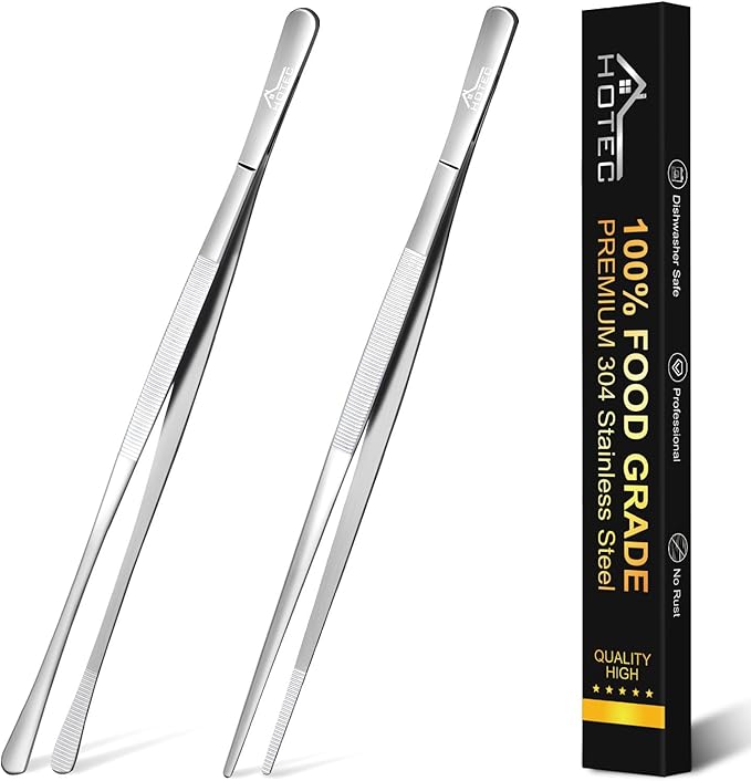 HOTEC Kitchen Tweezers Tongs Stainless Steel Professional Chef Tweezers by Hotec